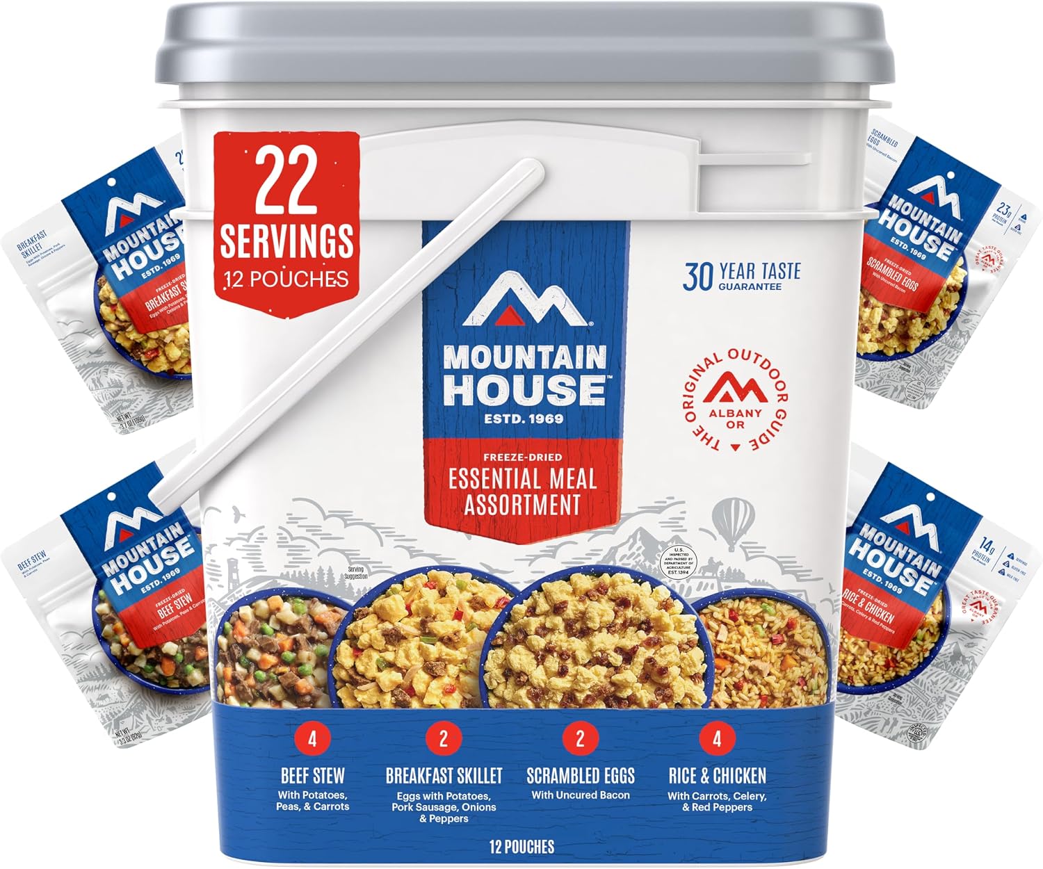 Emergency Meal Assortment Kits, Freeze-Dried Survival Food Kit for Disaster Preparedness & Long-Term Storage, 30-Year