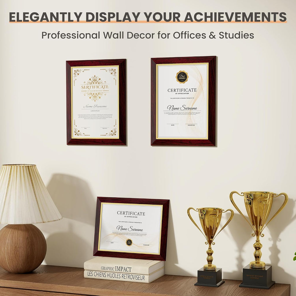 8.5 X 11 Certificate Frames Mahogany&Gold, High School College Diploma Frame Document Frame For Wall Display and