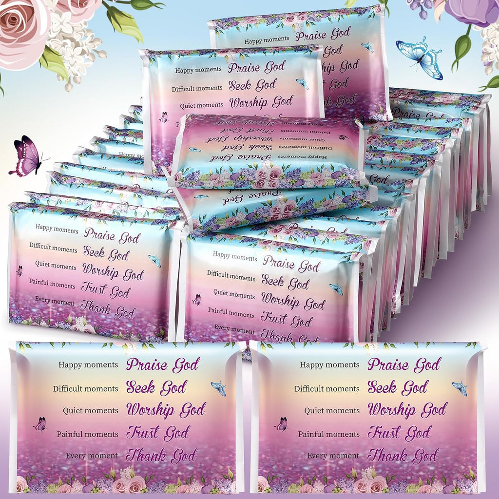 60 Pack Pocket Tissues Travel Christian,3 Ply,Butterfly