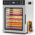 12-Tray Food Dehydrator, Stainless Steel, 4 Presets for Jerky&Fruit