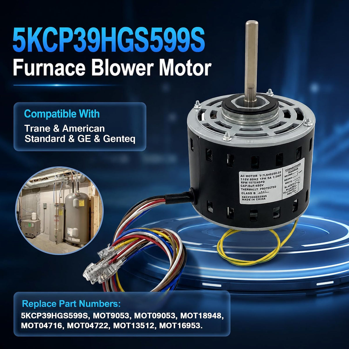 5KCP39HGS599S Furnace Blower Motor Fits Trane & American Standard & Genteq
