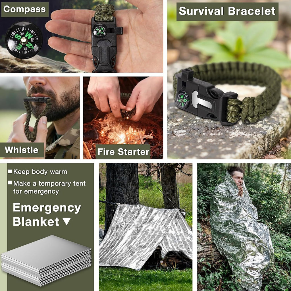 Survival Kits, Hiking and Camping Essentials, Emergency Survival Gear, Gifts for Men, Husband, Teenagers, Cool