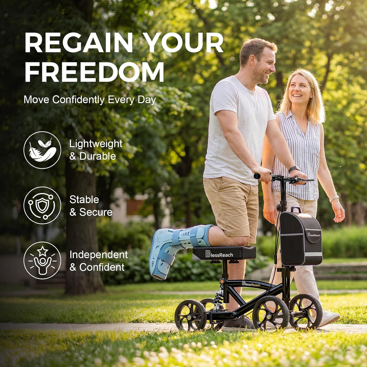 Knee Scooter for Adults for Foot Injuries, Dual Braking System