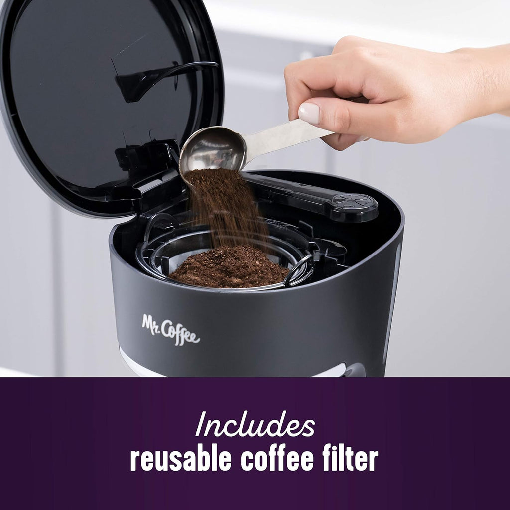 Programmable Coffee Maker 5 Cups with Auto Pause Glass Carafe Compact Design Black