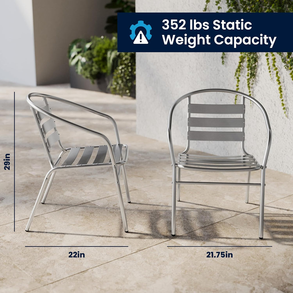 Commercial Aluminum Slat Back Indoor/Outdoor Stack Chair
