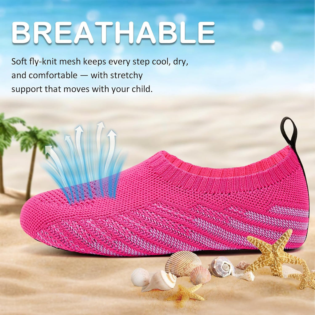 Kids Water Shoes Quick-Dry Barefoot Aqua Socks for Beach Swim | Toddler Slippers, Lightweight Slip-On, Breathable
