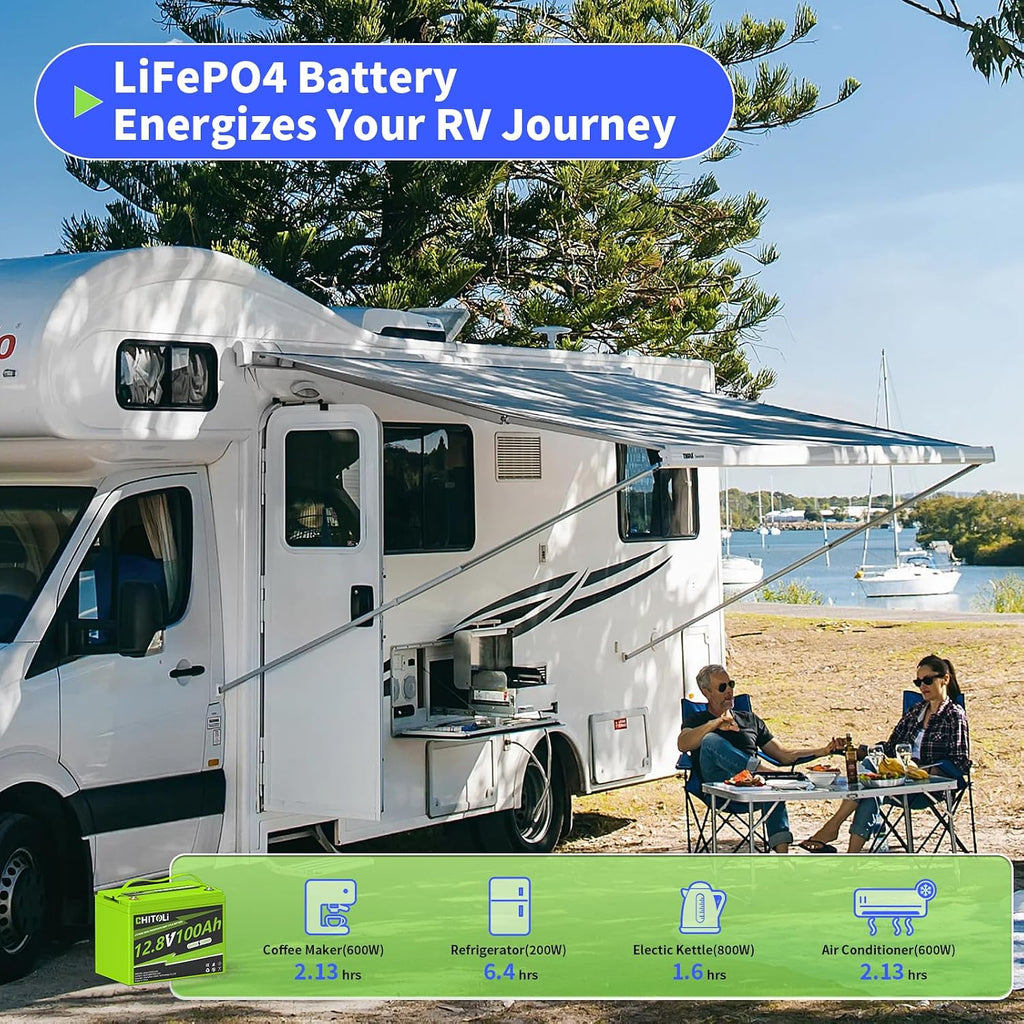 12V 100Ah LiFePO4 Battery, Built in100A BMS, 4000-15000 Deep Cycles, 10-year Lifetime for RV, Trolling Motor