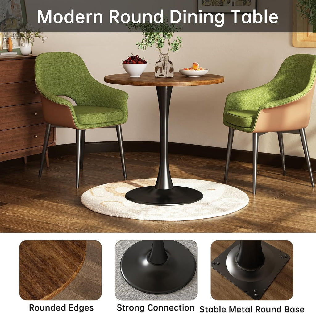 Round Dining Table 31.5" Circle Tulip Table for 4 People,Walnut