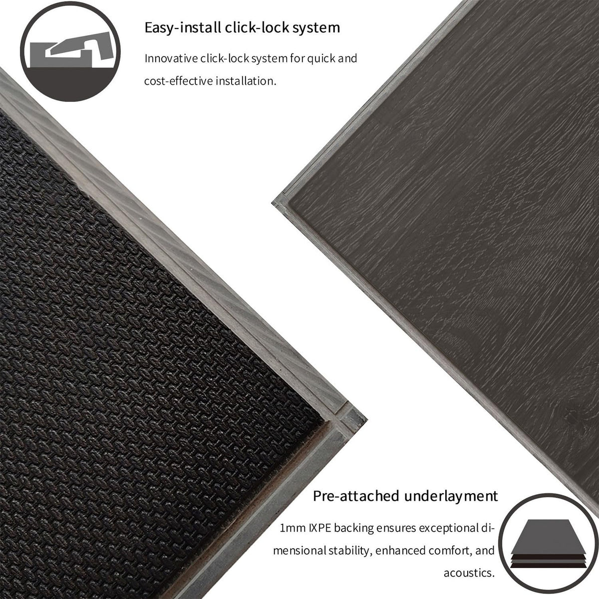 Click Lock SPC Luxury Vinyl Flooring Plank | 5mm Thick | 40.8 x 7 Inch | Wood Textured | Rigid Surface Hard Core |