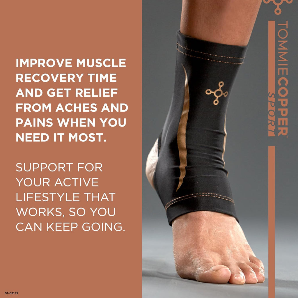 Ankle Compression Sleeve, 15-20 mmHg (L/XL, Black)