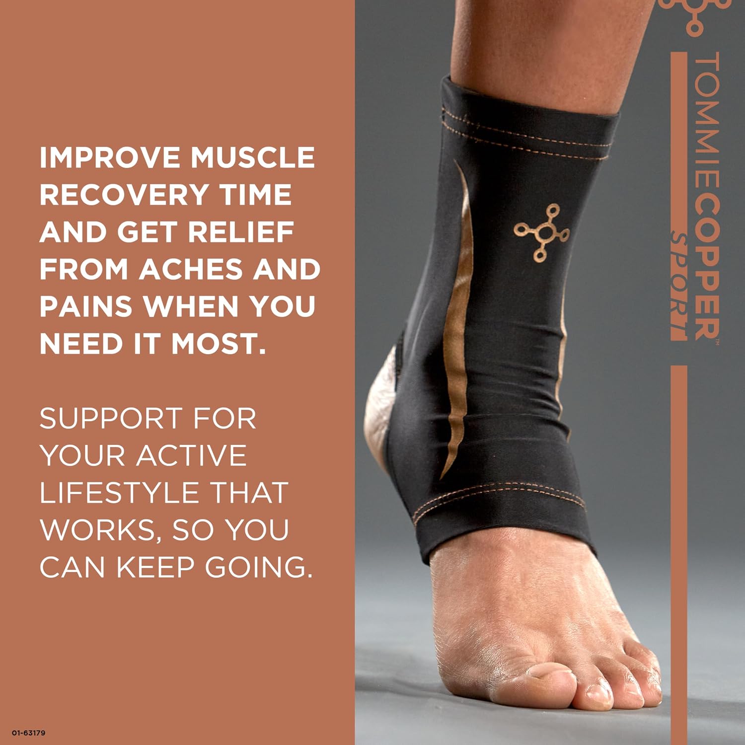 Ankle Compression Sleeve, 15-20 mmHg (L/XL, Black)