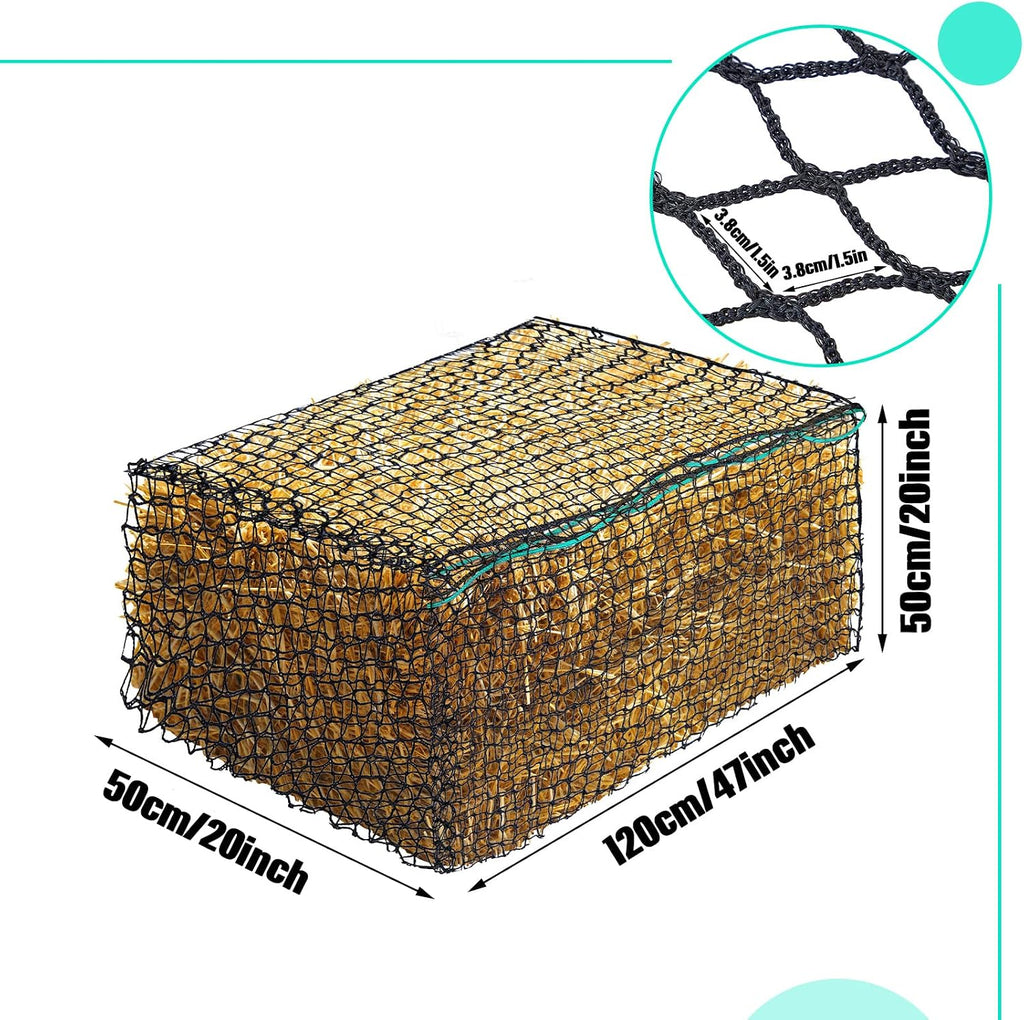 2 Pcs 47 x 20 x 20 Inch Large Square Bale Hay Net Horse