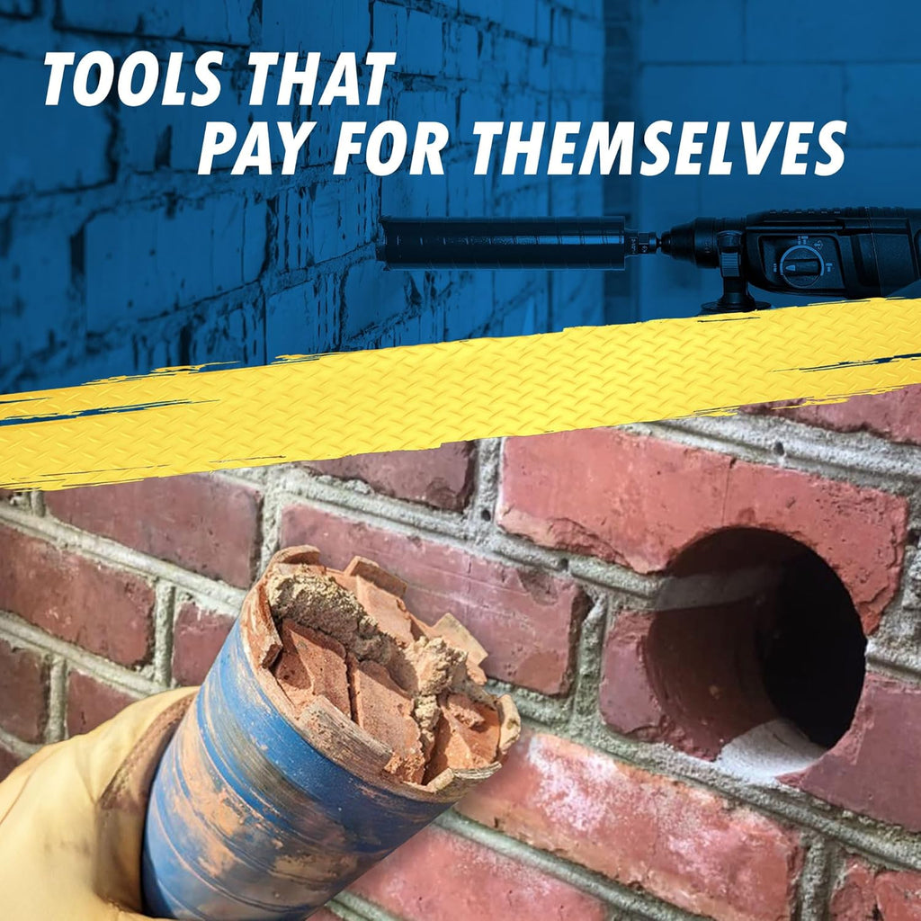 4-1/2" Dry Diamond Core Bit w/Pilot for Brick & Block, 1/2" Chuck | Core drilling into masonry, brick, block, and