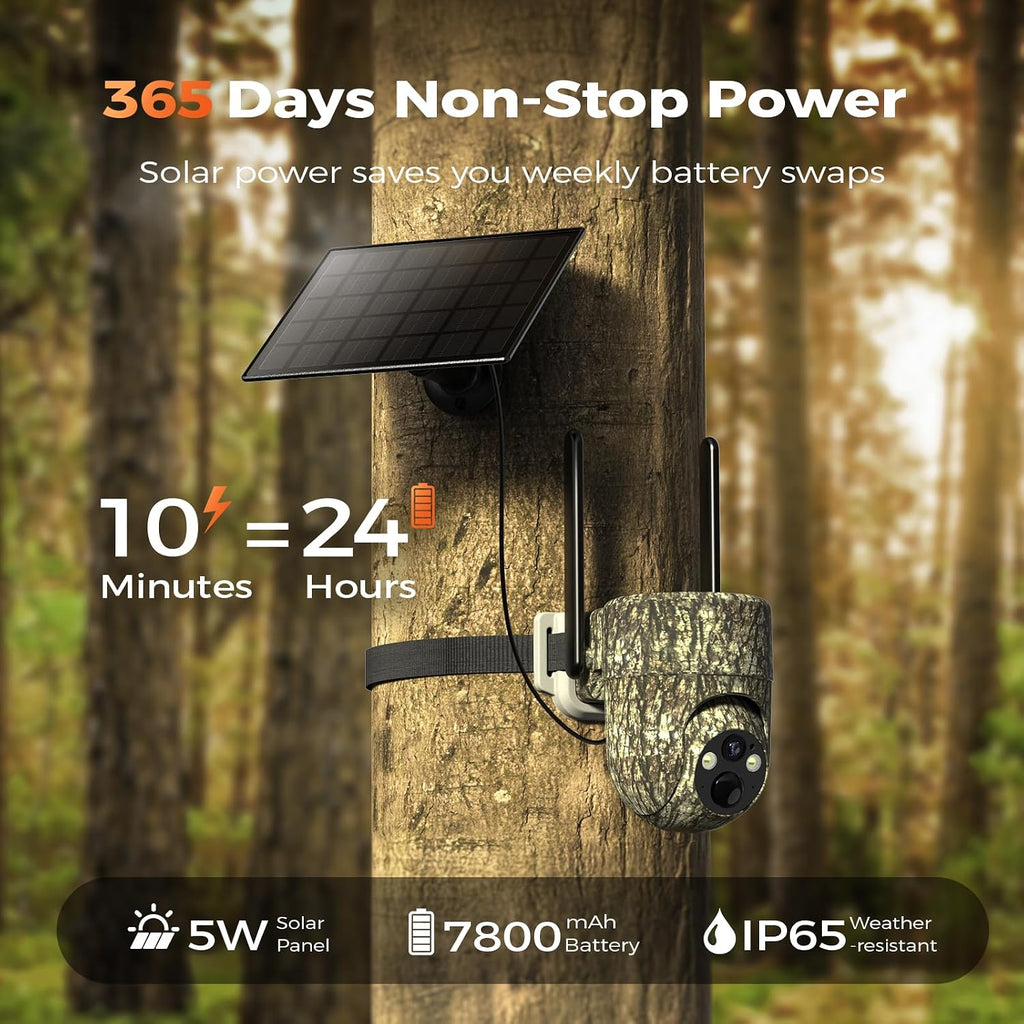 4G LTE Cellular Trail Cameras, 360° View Live Streaming Solar Cam | Game Camera Built-in SIM Card, PIR Motion