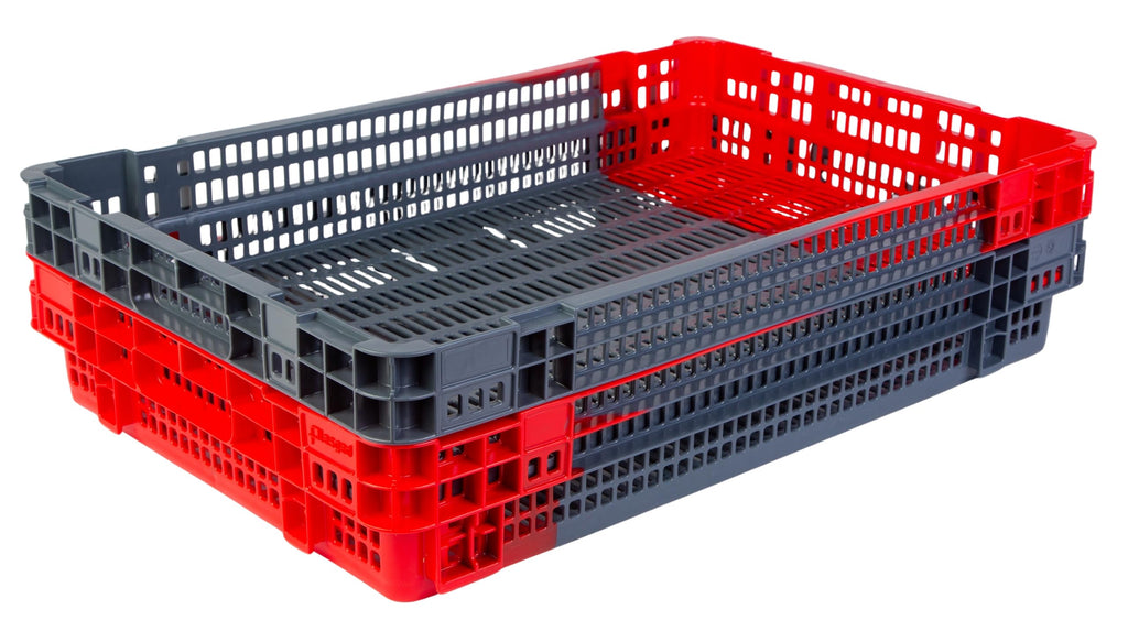 Hudson Exchange 23.5 x 15.75 x 4" (4.9 Gallon, 5 Pack) Agricultural Nest and Stack Vented Crate Handled Storage