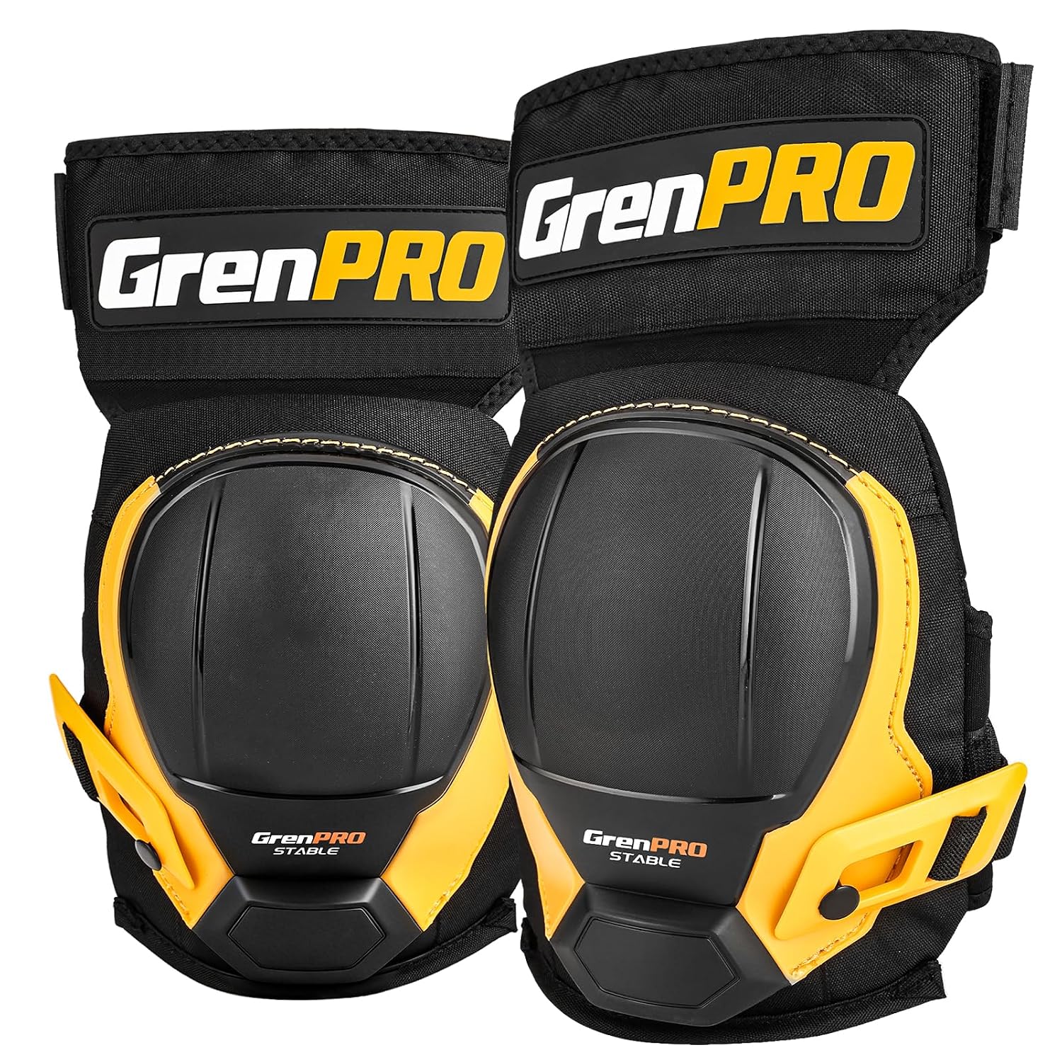 Heavy Duty Knee Pads for Men, Gel Foam, TPR Shell, Construction | POM buckles, neoprene straps, 4-point fastening
