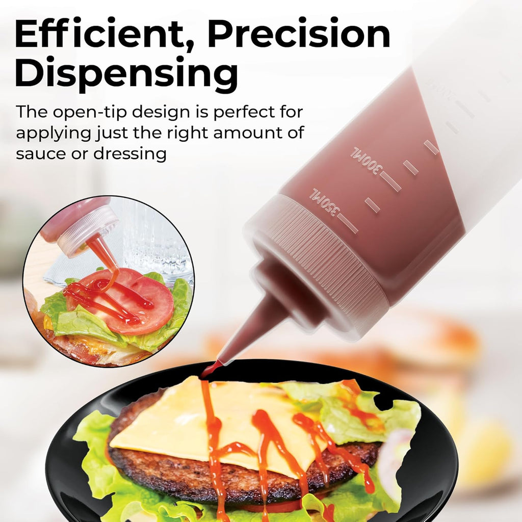 8 Ounce Condiment Squeeze Bottle, 1 With Lid Plastic Squeeze Bottle - Precison Dispensing Tip, Flexible, Clear