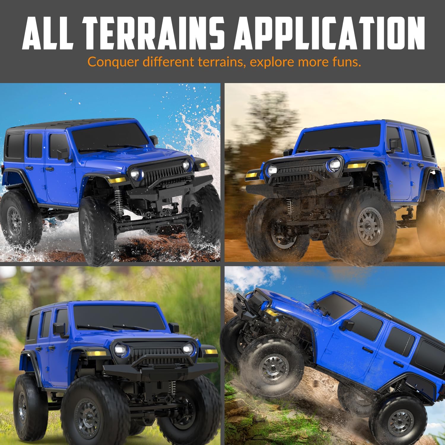 1/24 RC Crawler 4WD Off Road All Terrain RC Monster Truck Rock Climbing with led Light Waterproof Hobby Grade Toys