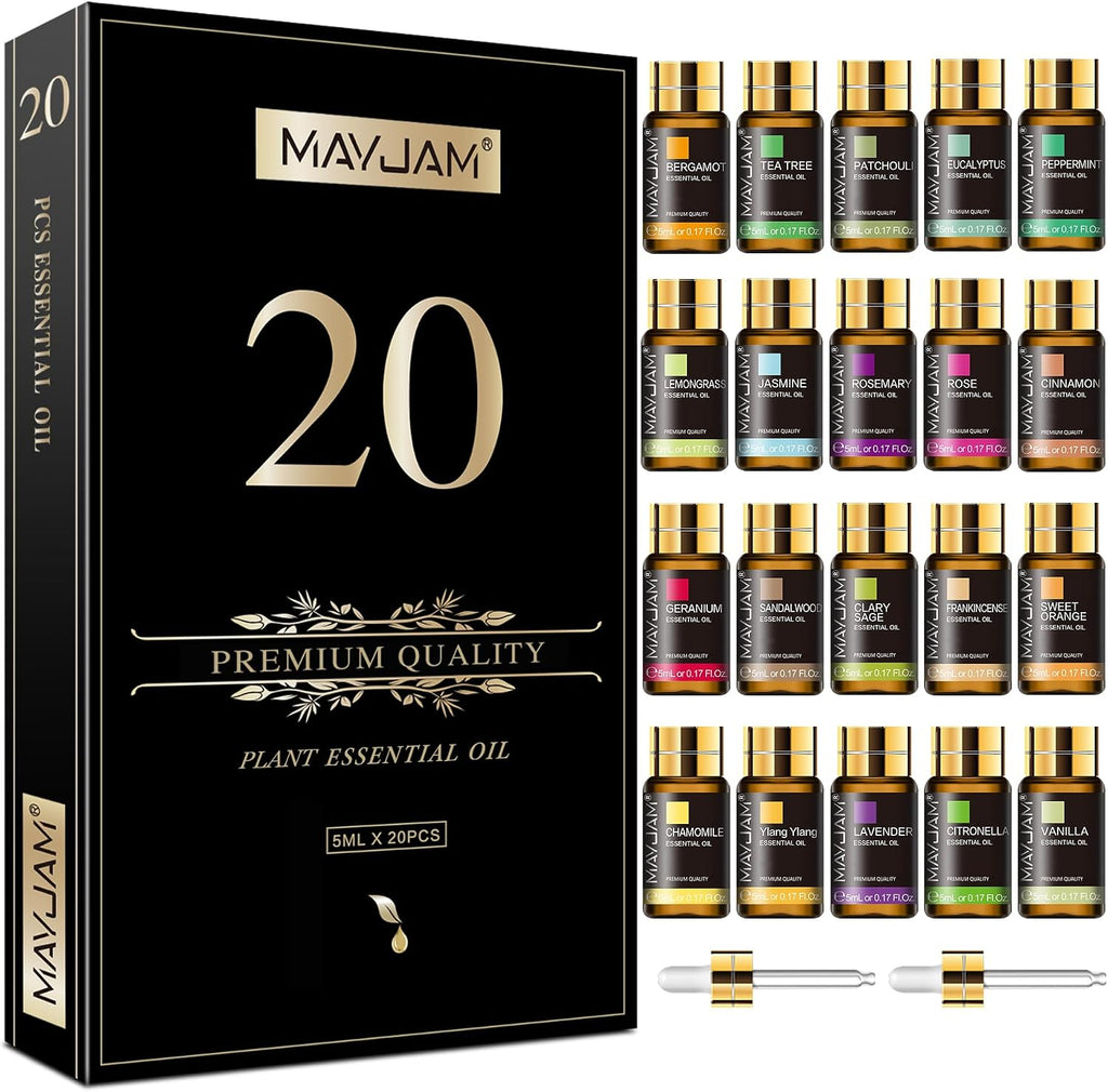 Tea Tree 20 Pcs Pure Essential Oil Gift Set, for Diffuser, Humidifiers, Skin Care, Massage, Fragrance Oil Scent for