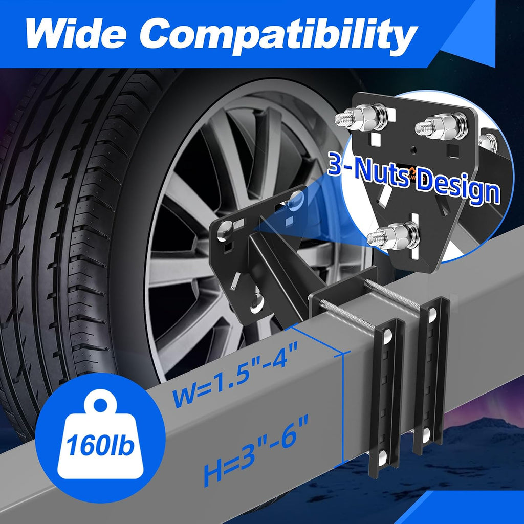 Trailer Spare Tire Mount, Boat Spare Tire Mount for Utility Trailer, Powder Coat Spare tire Carrier, Fits Most 4 & 5