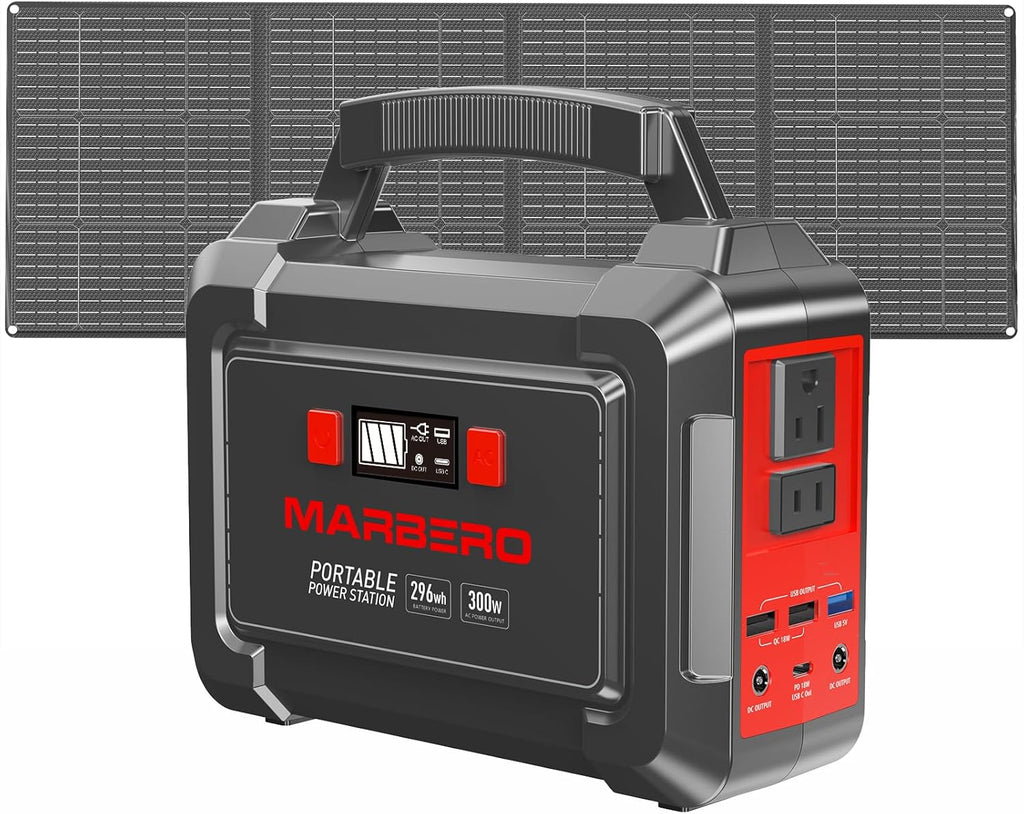 Solar Generator 296Wh with Solar Panels 60W Portable Power Station with 300W Pure Sine Wave Solar Generator with