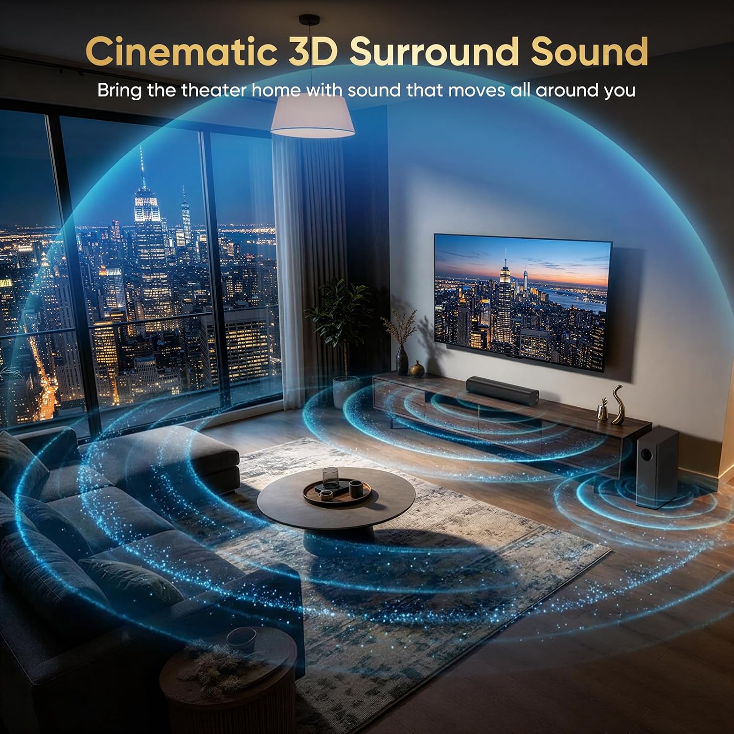 Sound Bar with Wired Subwoofer for TV, 70W 2.1 Channel Soundbar | 14" Compact Design, Deep Bass, Surround Sound