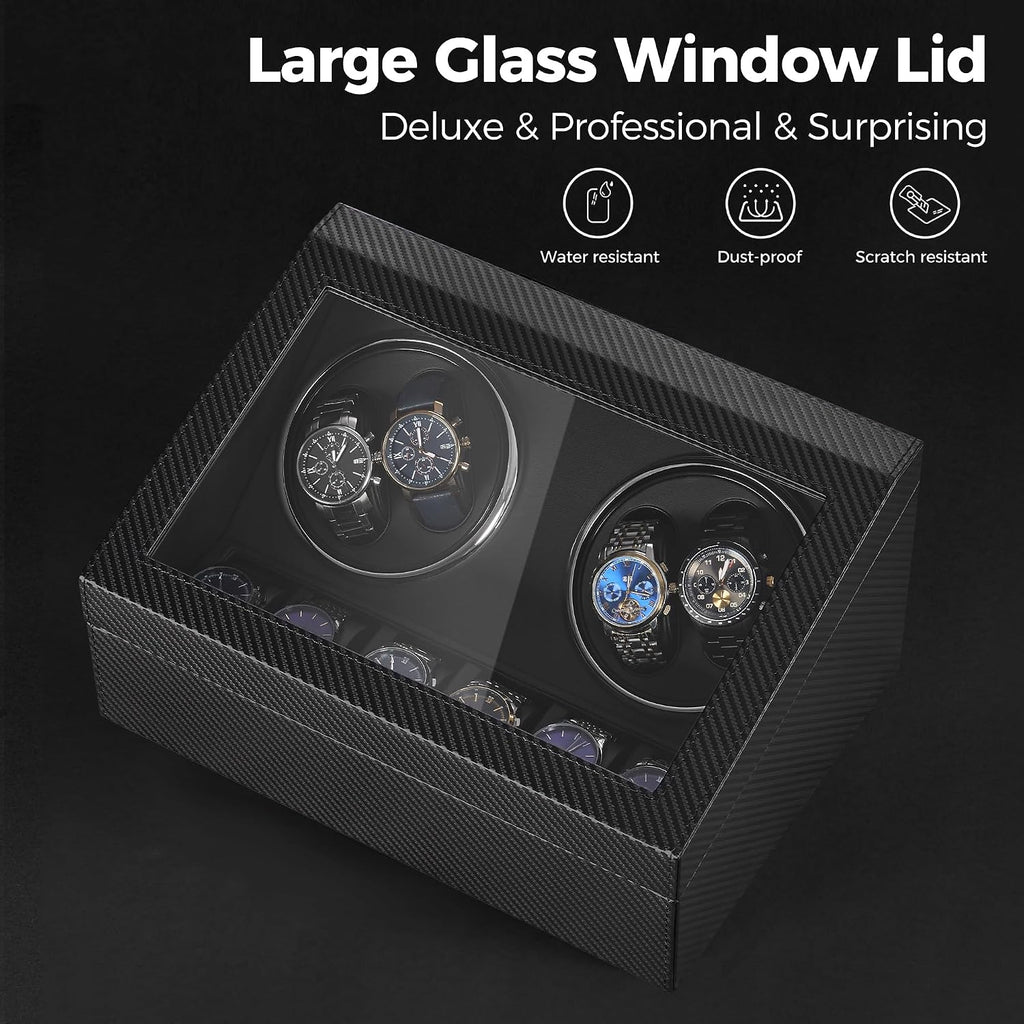 Watch Winders for Automatic Watches, 4 Watch Winder | 6 Storage Case with Quiet Japanese Motor, Automatic Watch
