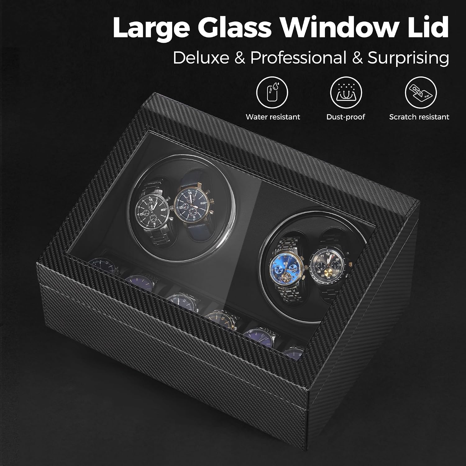 Watch Winders for Automatic Watches, 4 Watch Winder | 6 Storage Case with Quiet Japanese Motor, Automatic Watch
