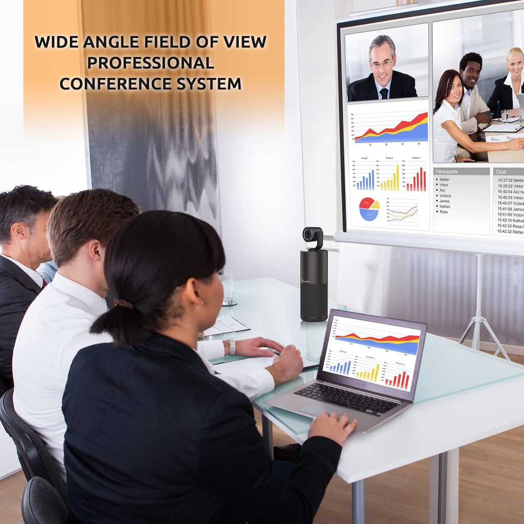 Conference HD Video Conference System, 1080P HD Camera, Speakerphone with 4 Microphones, Plug and Play USB Conference