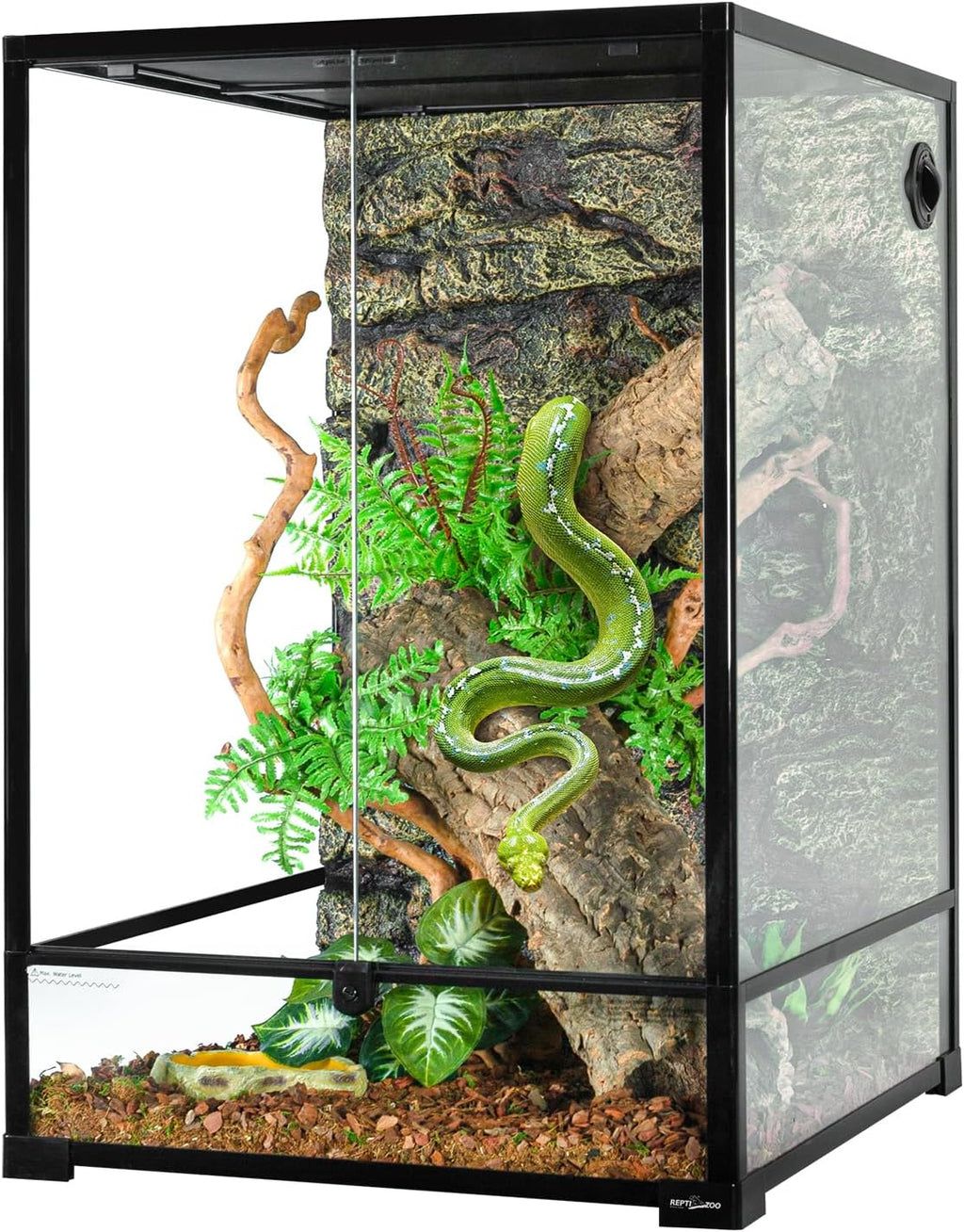 REPTIZOO 90 Gallon Reptile Terrarium 24" x 24" x 36" Large Glass Reptile Tank, Tall Terrarium with Front Opening Door