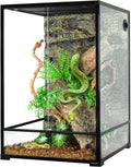REPTIZOO 90 Gallon Reptile Terrarium 24" x 24" x 36" Large Glass Reptile Tank, Tall Terrarium with Front Opening Door