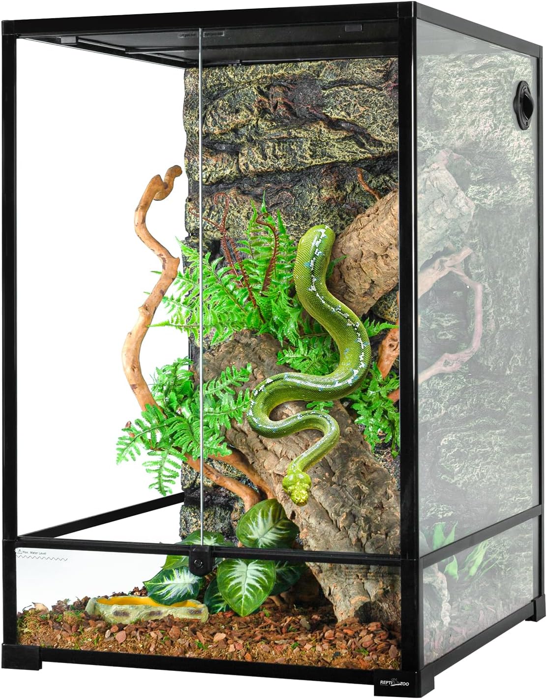 REPTIZOO 90 Gallon Reptile Terrarium 24" x 24" x 36" Large Glass Reptile Tank, Tall Terrarium with Front Opening Door