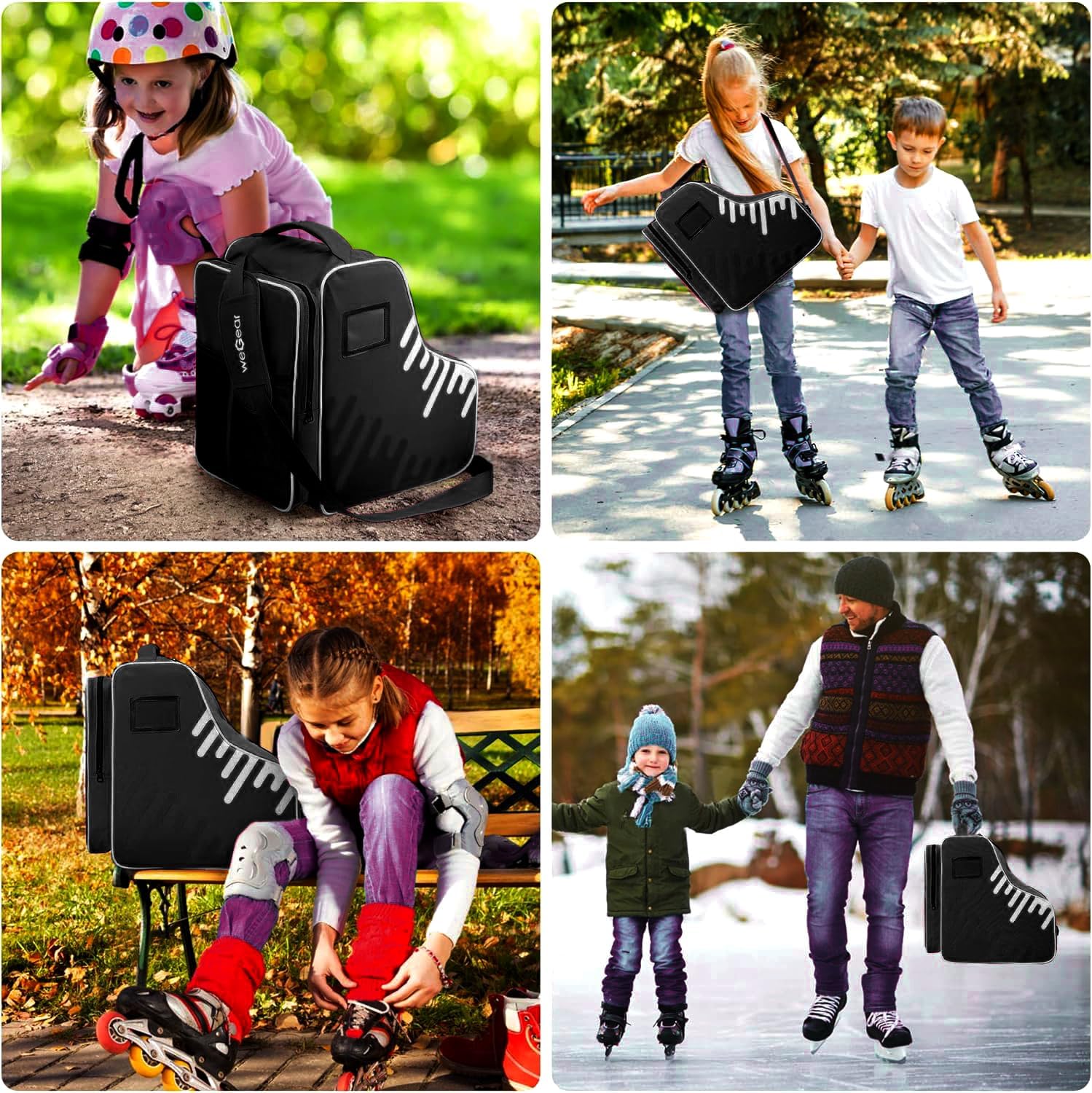 Large Capacity Skate Bag for Adults With Adjustable Shoulder Strap - Nylon Carry Bag for Roller, Ice, and Inline Skates