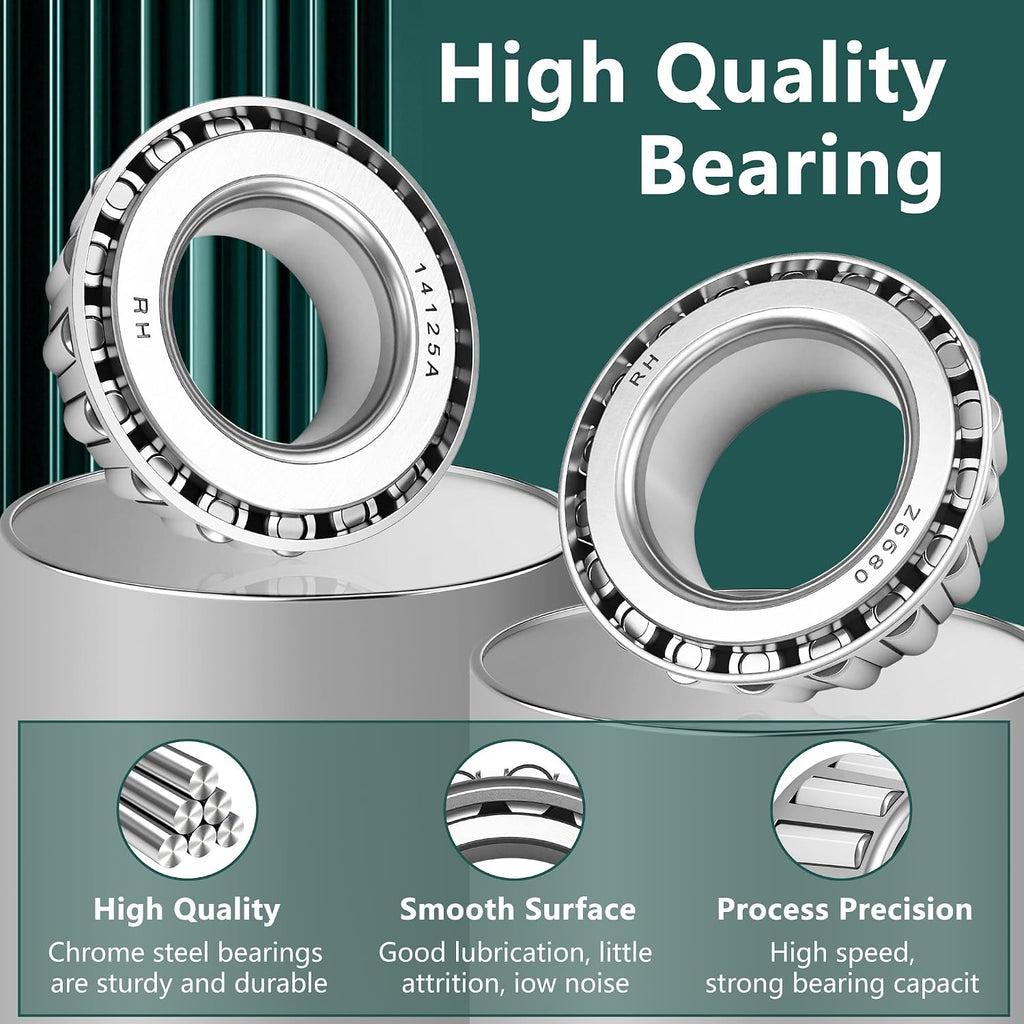 4 Sets 7,000 lb Boat Trailer Axles Bearing Kits, 25580 14125A Bearings-Double Lip Grease Seals 10-36 (or 10-10), Fits