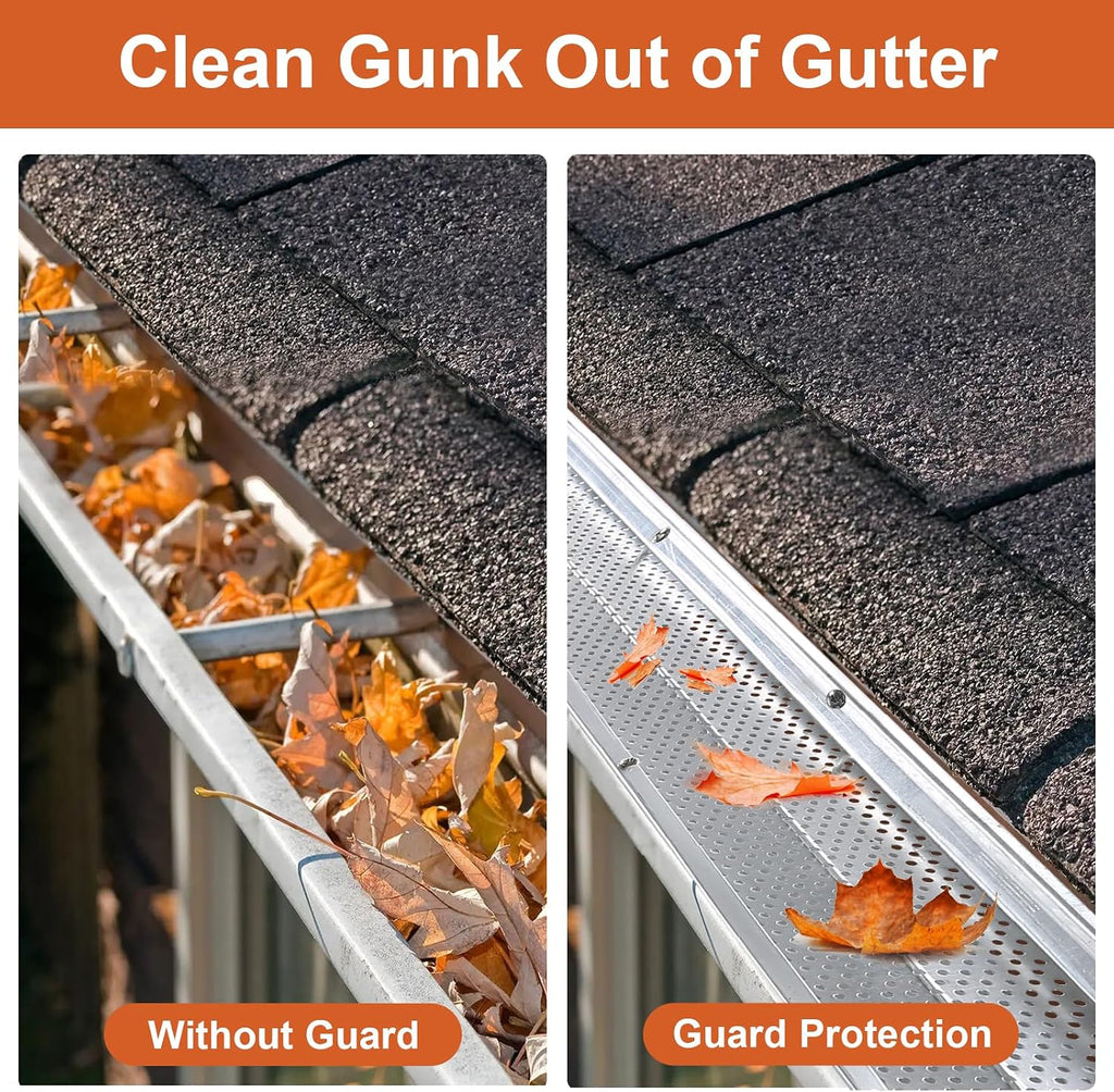 5 inch Gutter Guard, 13 Pack-52ft, Aluminum Rain Gutter Guard, DIY Leaf Filter Gutter Guard Protection Cover, Raptor