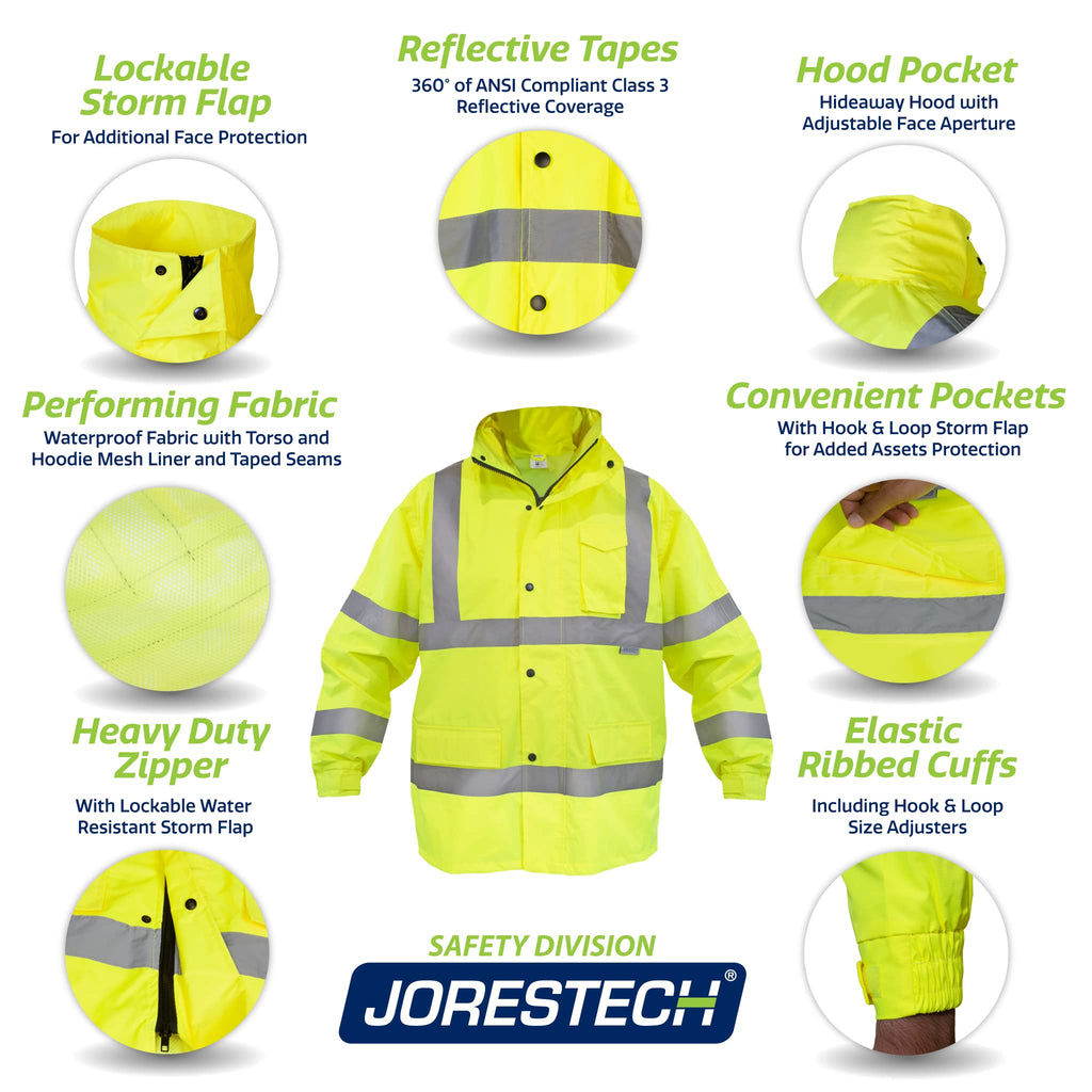 Class 3 Hi-Vis Waterproof Rain Jacket