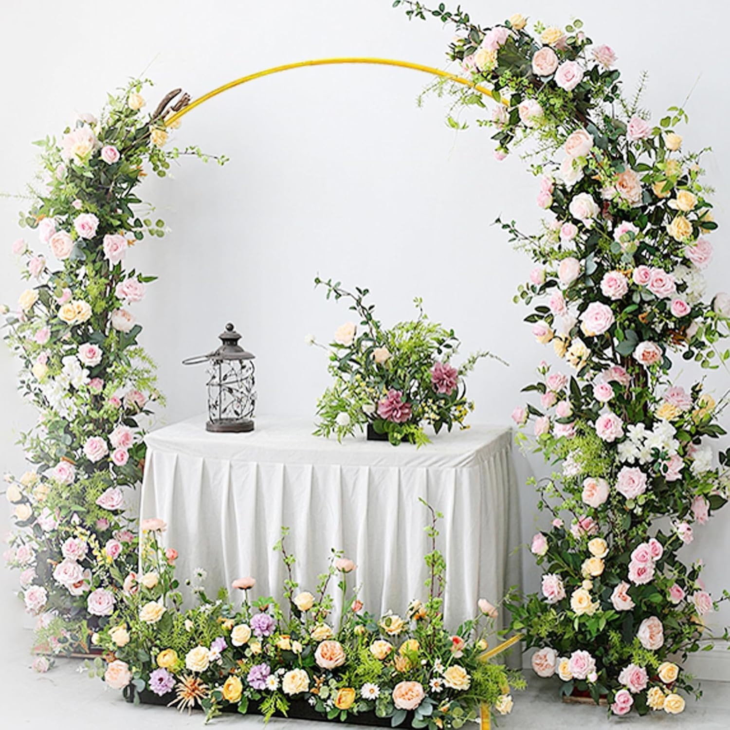 Round Backdrop Stand 6FT, Metal Balloon Arch Frame with Base for Ceremony