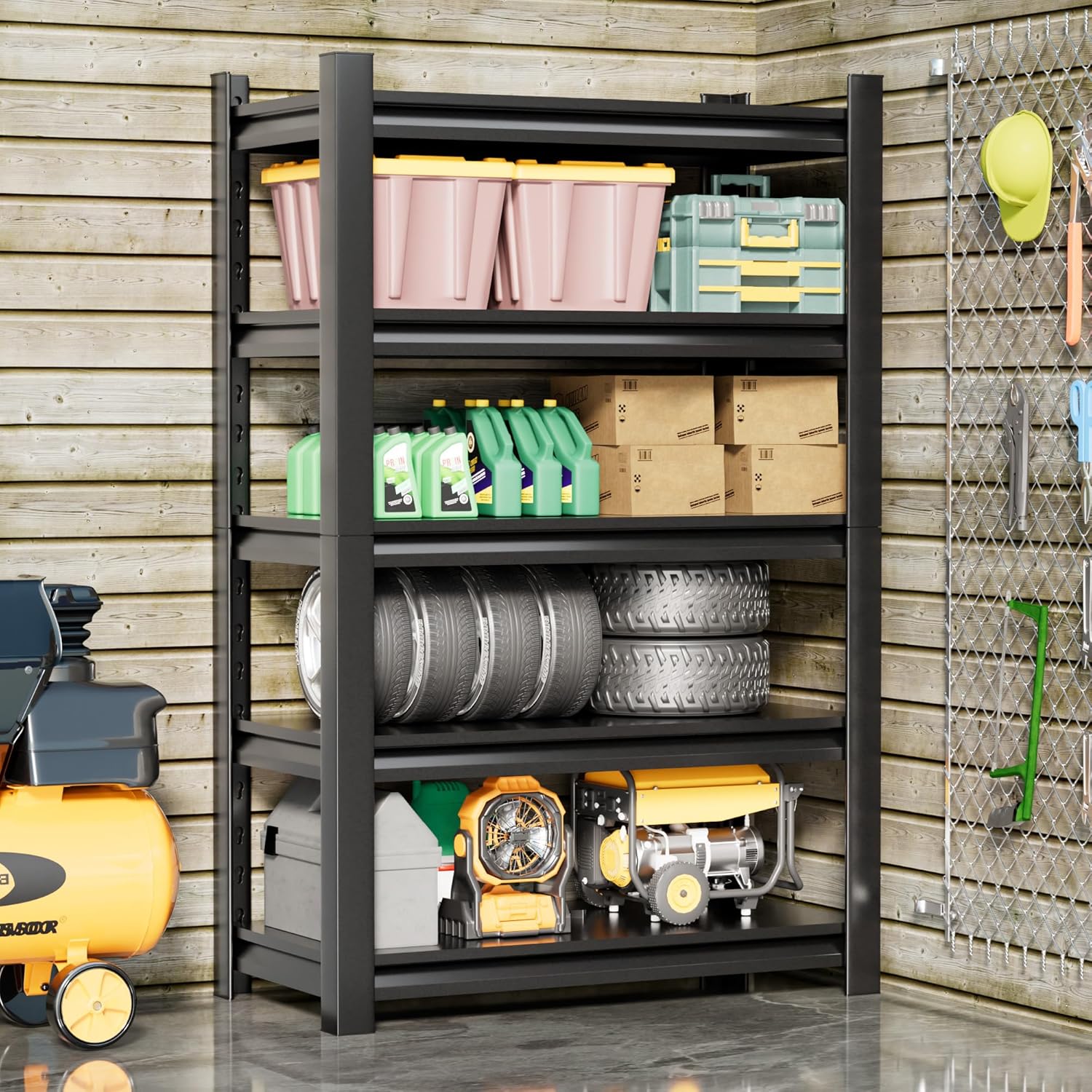 Garage Shelving Unit Rustproof 78" H 3000lbs Heavy Duty Storage Shelves Easy Assembly 5 Tier Adjustable Metal Steel