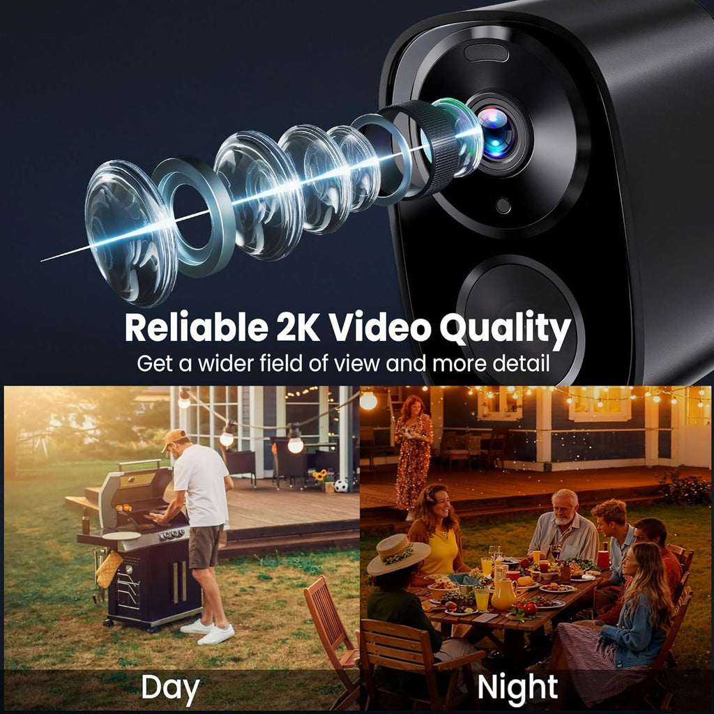 2026 Enhanced 2K UHD Security Cameras Wireless Outdoor – Free Cloud & SD Storage, Dual-Band WiFi 2.4G/5G, Full-Color