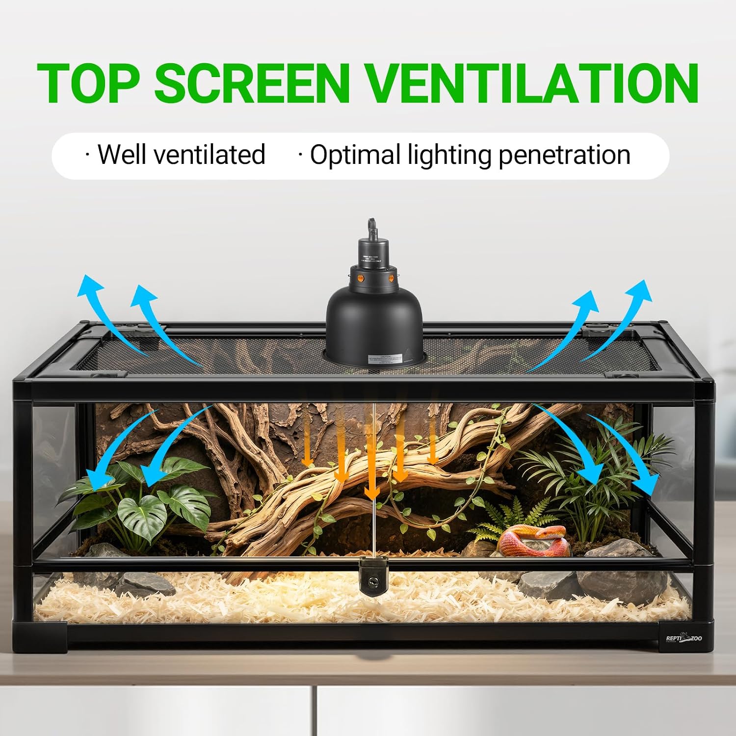 Glass Reptile Terrarium 20 Gallon, Front Opening Reptiles Tank 30" x 12"x 12" for Reptile Pets Gecko Lizard Snake