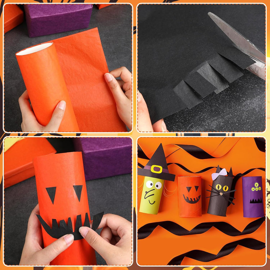 100 Sheets Halloween Tissue Paper Black Purple Orange Green