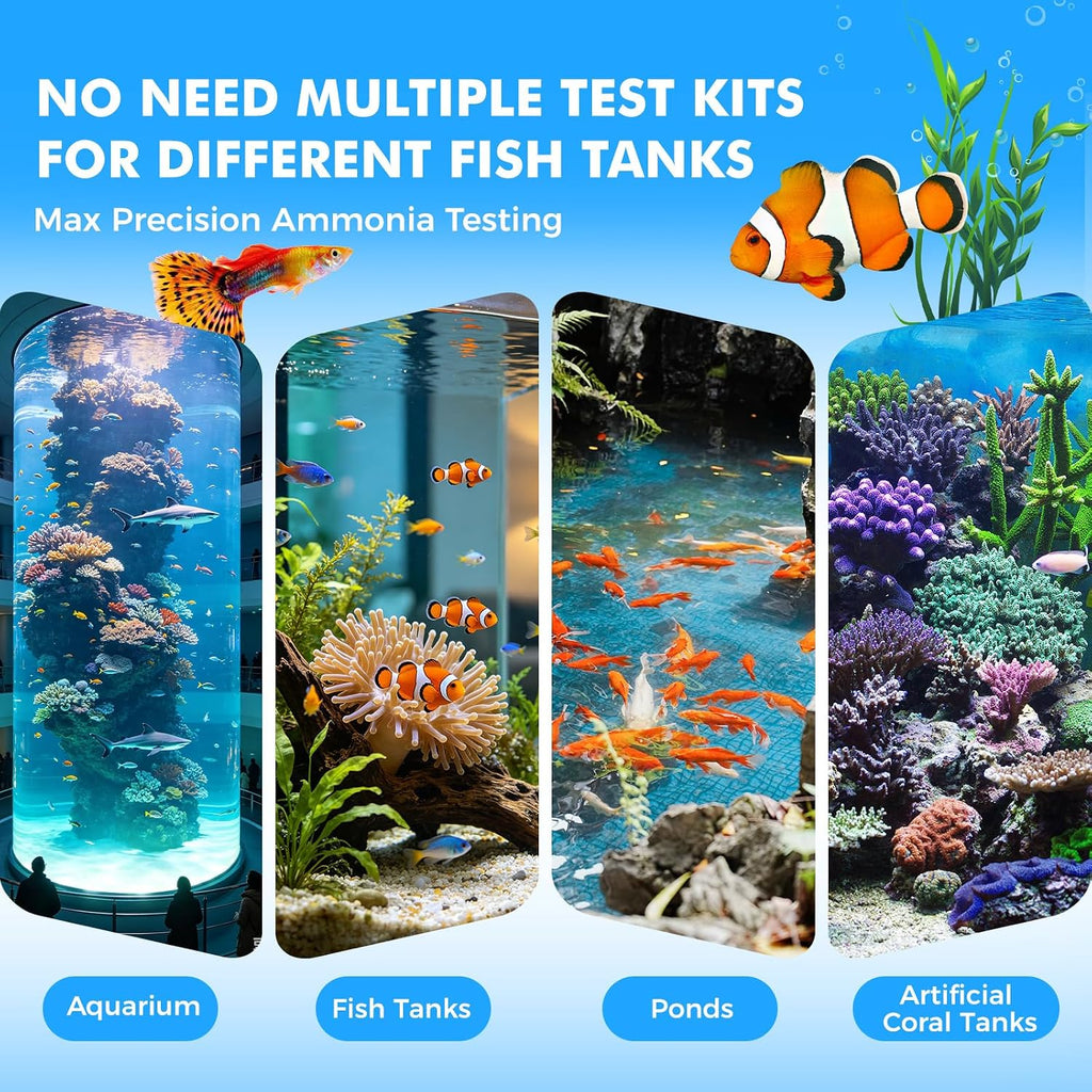 8-Way Aquarium Test Strips with Ammonia, 50PCS Fish Tank Test Kit