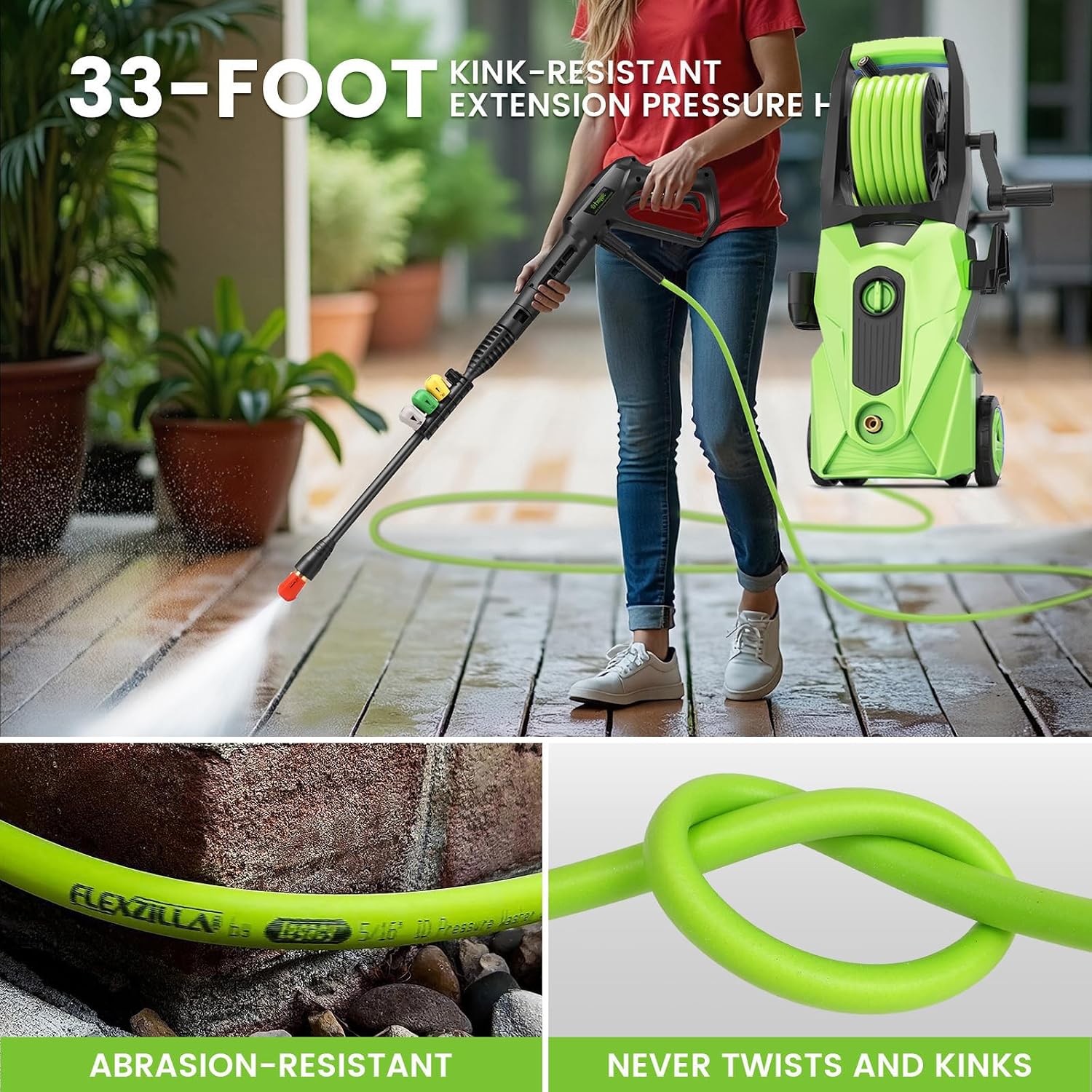 Electric Pressure Washer 5000PSI, 4.0GPM Portable Power Washer, Water Pressure Washer with 33FT Hose, 4 Nozzle