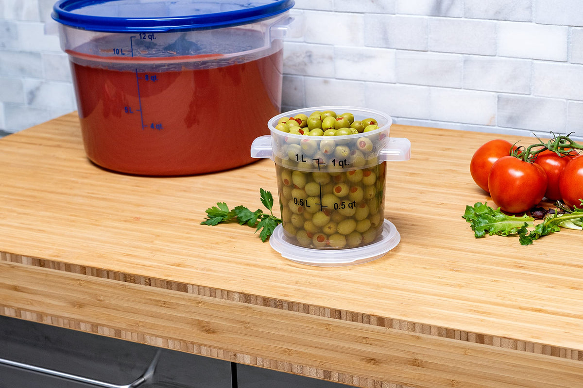 Storplus Round Food Storage Container with Stackable Design for Catering, Buffets, Restaurants, Polypropylene (Pp), 1