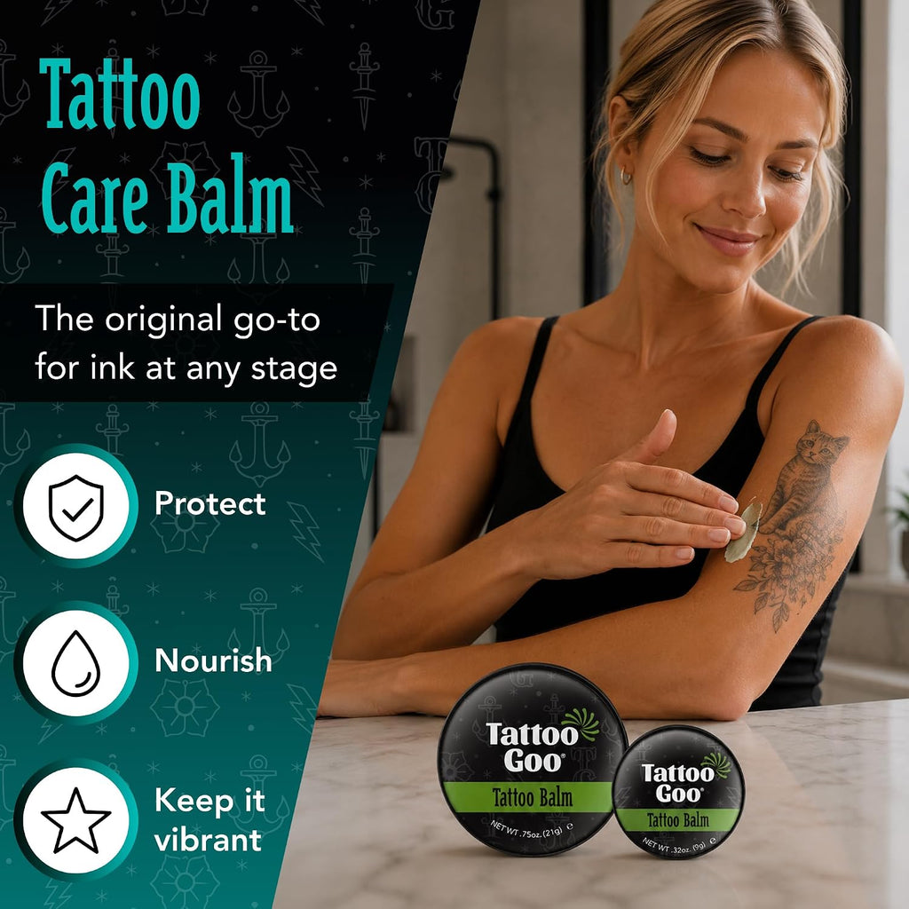 Tattoo Aftercare Balm, 0.75 oz (Travel Size), Natural Olive Oil & Beeswax, Supports Vibrant Color, Hydrates Fresh