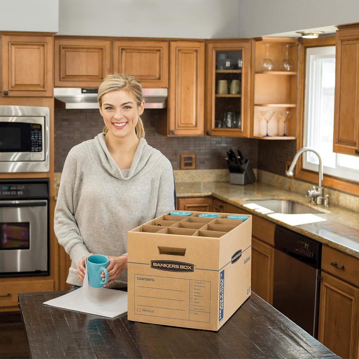 1-Pack Kitchen Kit Moving Box with Dividers