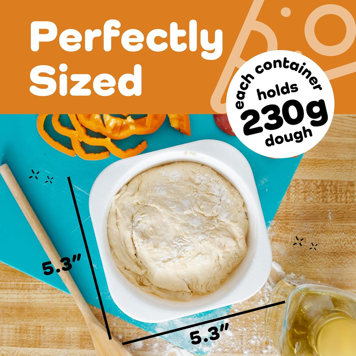 Pizza Dough Proofing Boxes - Stackable Commercial Quality Trays with Covers (5.3 x 5.3 x 2.5 Inches, 20 fl. oz. Each)