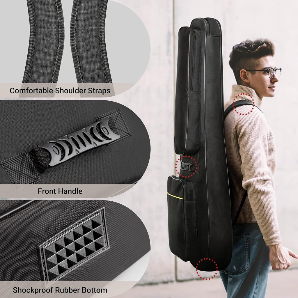 Acoustic Guitar Case Soft Padded Gig Bag Water-Resistant 41 in | 0.3 In Thick Soft Padded Guitar Backpack with Back