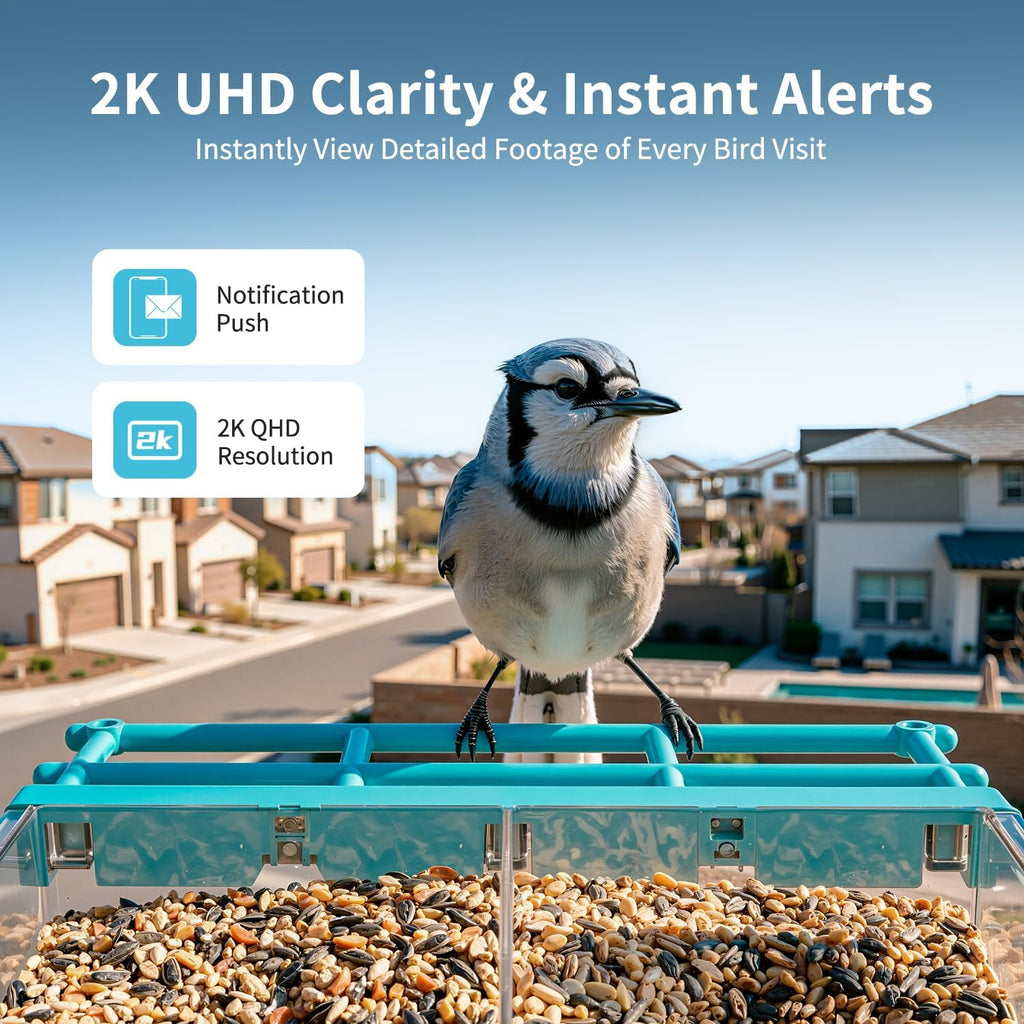 2026 Upgraded Window Bird Feeder with Camera, 2K UHD Window Bird Feeders for Outdoors with Strong Suction Cups, 2.4G