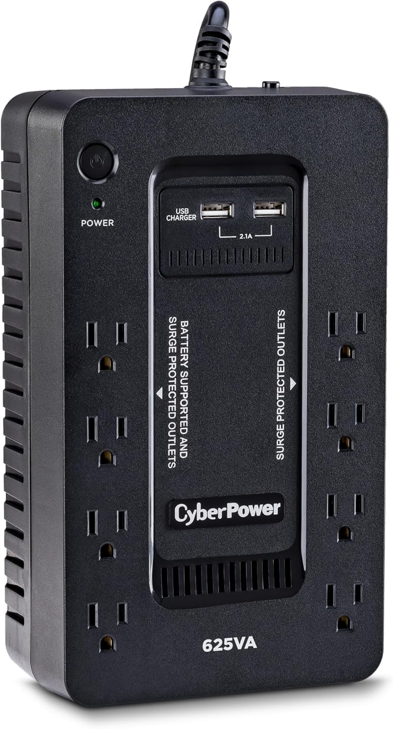 ST625U Standby UPS Battery Backup and Surge Protector | 625VA/360W, 8 Outlets, 2 USB Charging Ports, Compact, UL